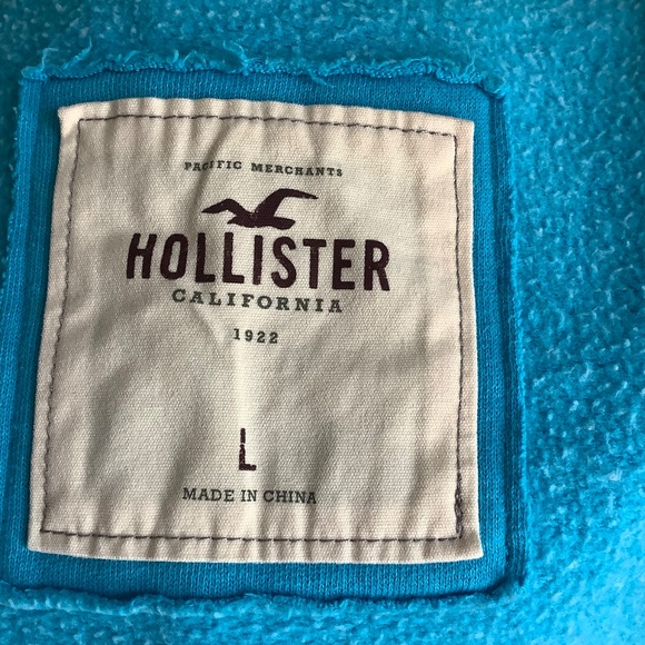 Hollister Full Zip Hooded Sweatshirt Cotton Blend Light Green Size L - Picture 7 of 8